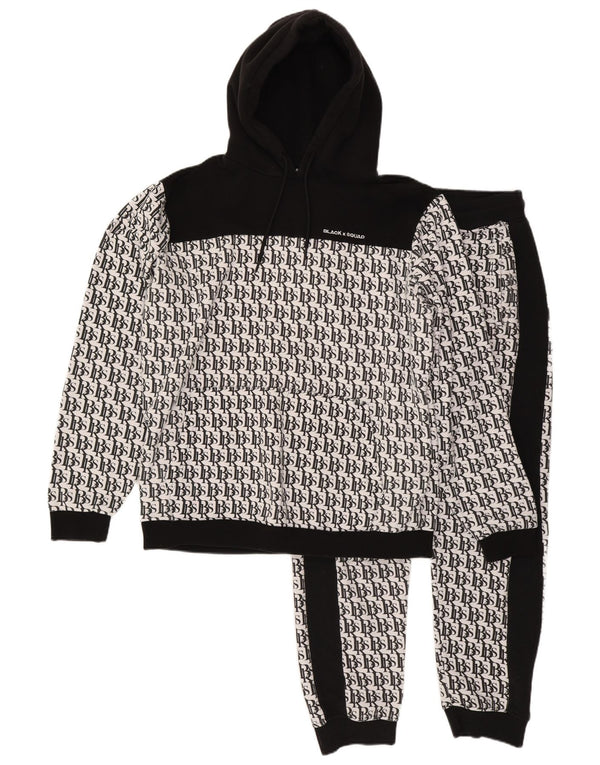 BLACK SQUAD Survêtement complet graphique coupe régulière pour hommes XL blanc colour block
