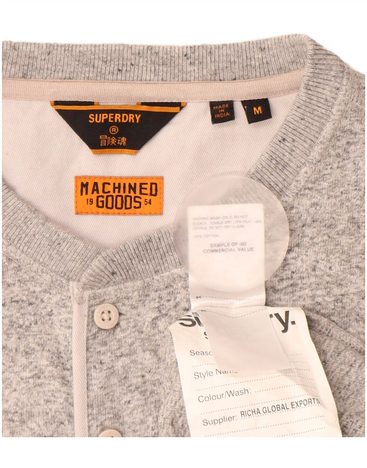 SUPERDRY Haut à Manches Longues Homme Gris Moyen Moucheté Coton