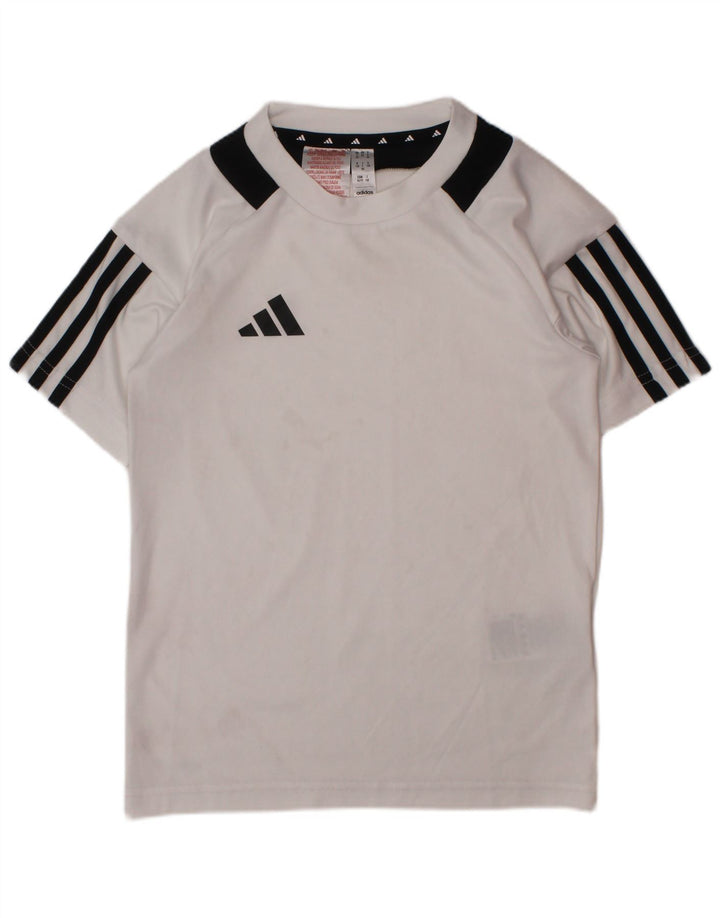 ADIDAS Garçons Aeroready T-Shirt Top 7-8 ans Blanc Colorblock Polyester