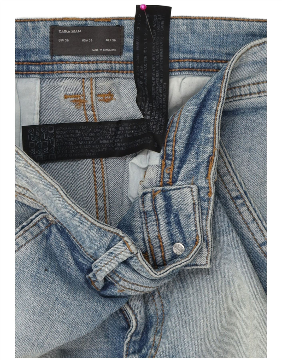 Zara Short en jean pour homme EU 38 Small W30 Bleu Coton