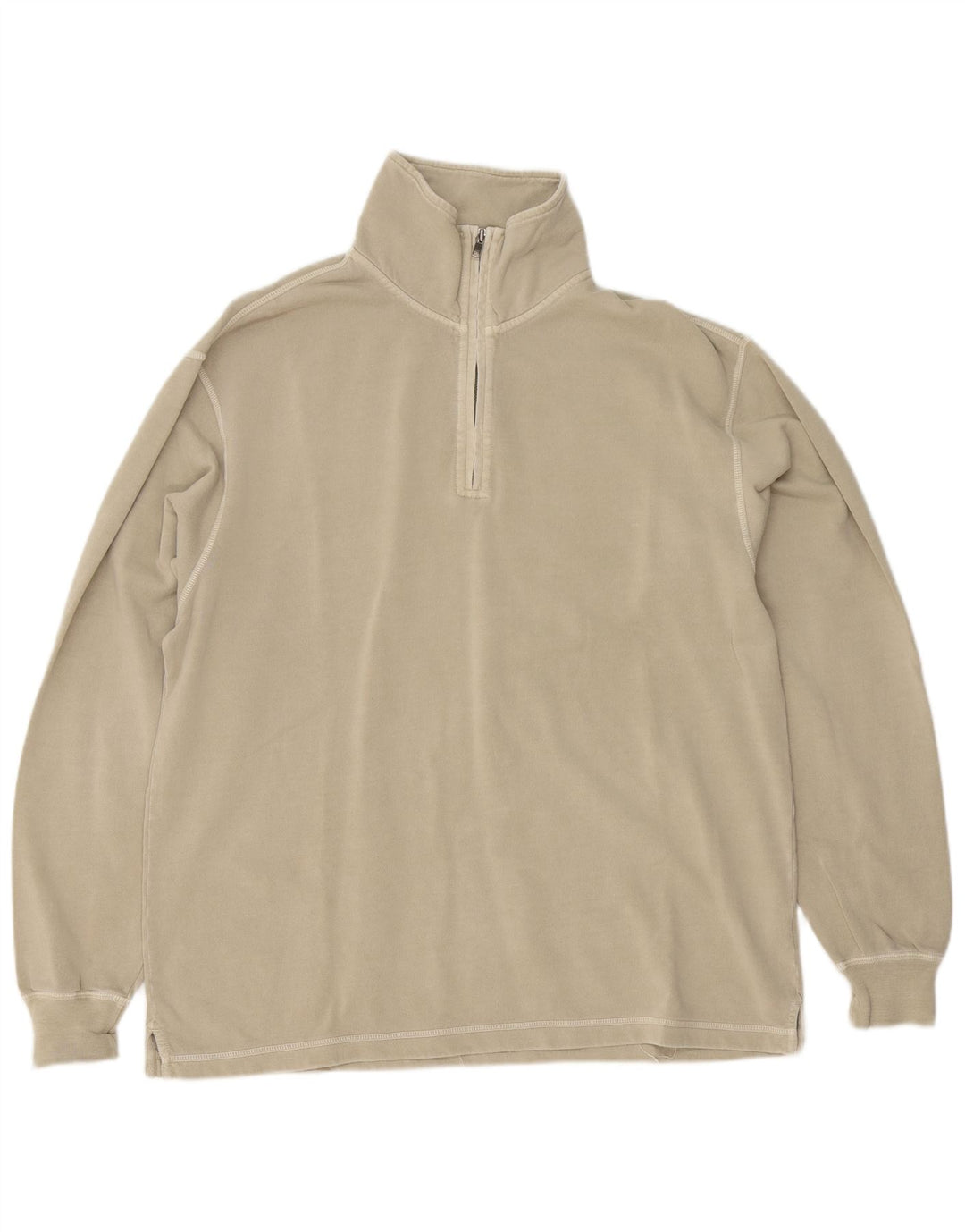 Lands End Sweat-shirt coupe classique à col zippé pour homme UK 38/40 Beige moyen