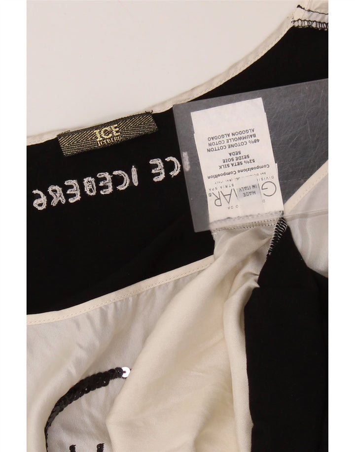 ICEBERG Chemisier graphique pour femme UK 8 Small Off White Colourblock