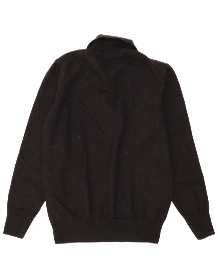 Zara Pull à col polo pour femme UK 12 Laine noire moyenne