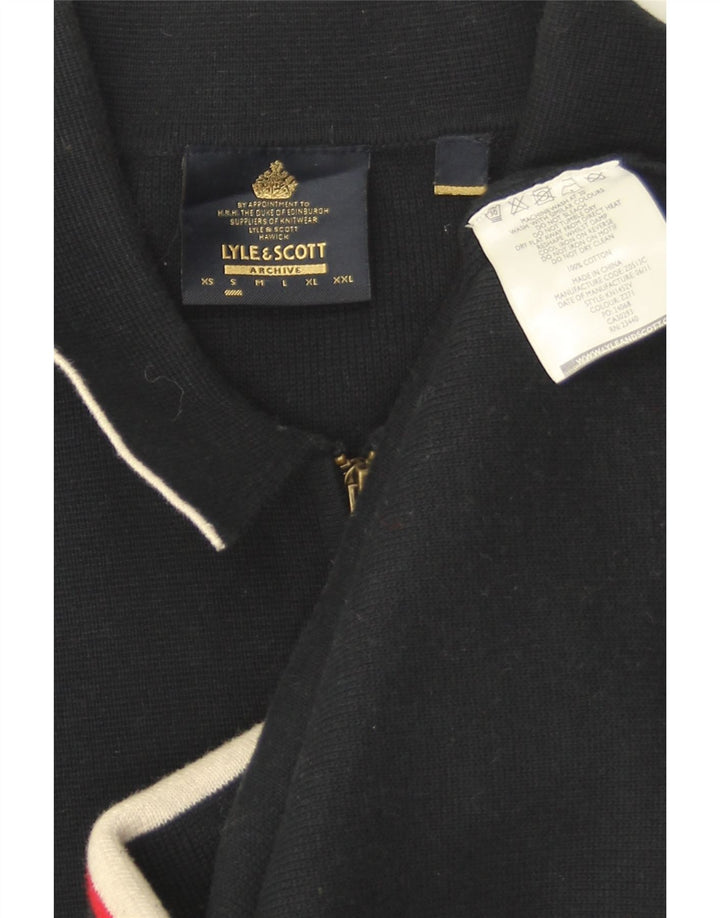 Lyle & Scott Pull Cardigan Homme Petit Bleu Marine Colorblock Coton