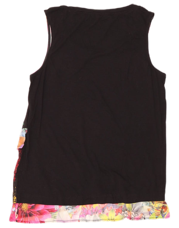 DESIGUAL Chemisier graphique sans manches pour femme UK 42 Medium Noir Floral