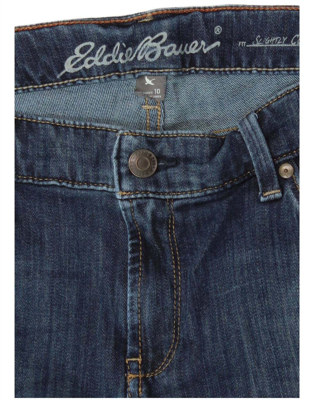 EDDIE BAUER Short en jean légèrement courbé pour femme US 10 Large W32 Bleu