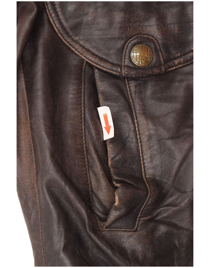 Veste en cuir homme vintage UK 44 2XL Cuir noir