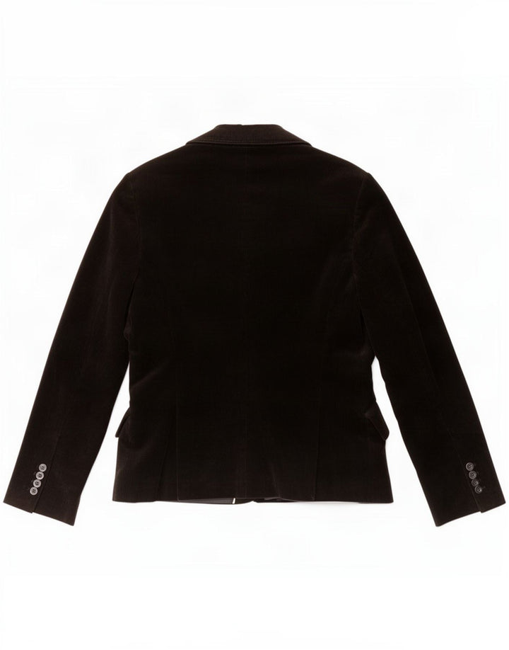 Zara Femme 2 Boutons Blazer En Velours Côtelé Veste EU 42 Grand Coton Noir