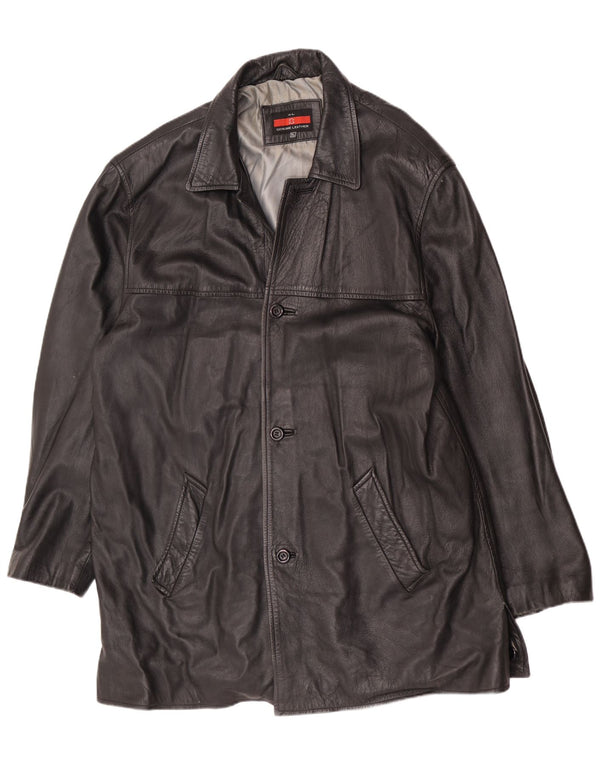 manteau en cuir homme vintage UK 42 XL Noir