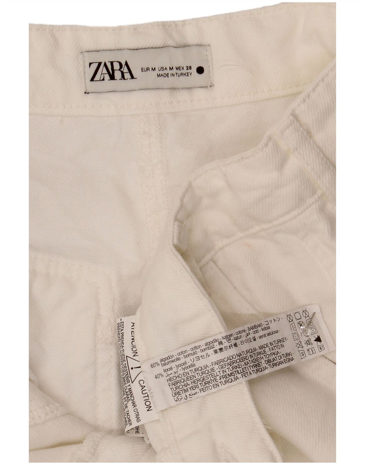 Zara Femme Jupe Midi En Jean Medium W30 Coton Blanc