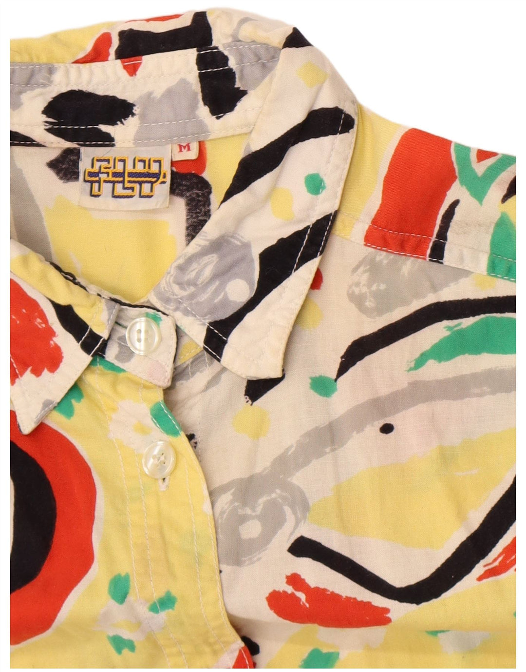 vintage Femmes Chemise surdimensionnée Blouse UK 14 Moyen Multicolore Géométrique