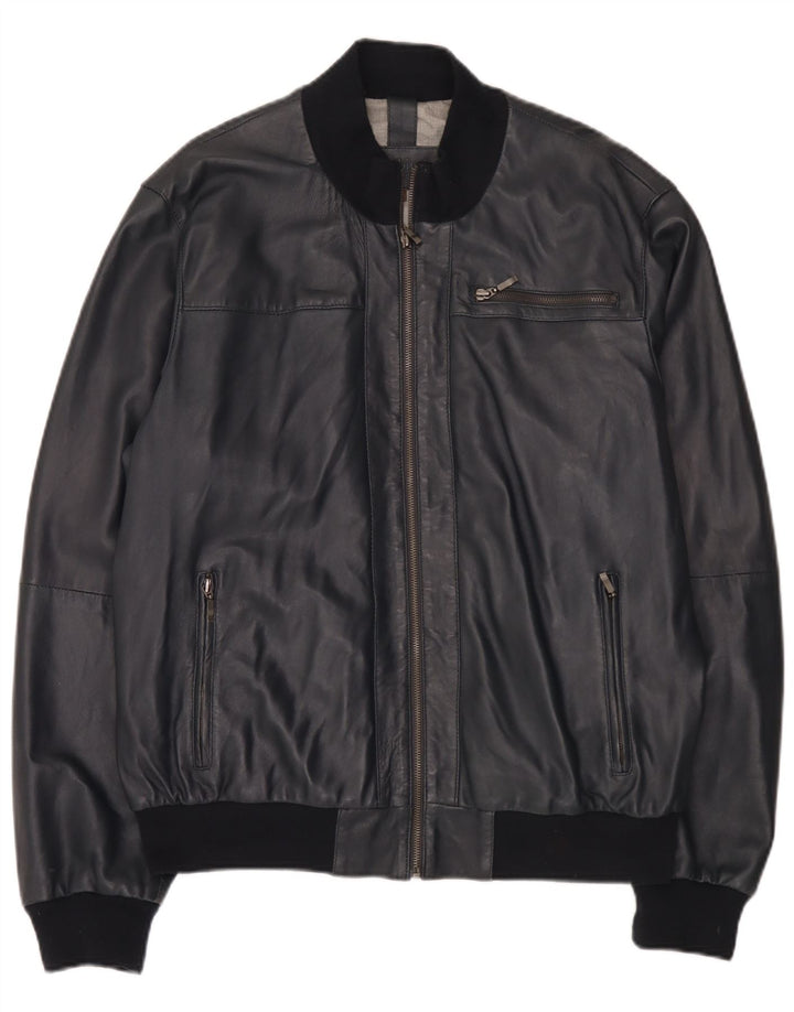 Conbipel Veste en Cuir Bomber Homme IT 56 2XL Bleu Marine