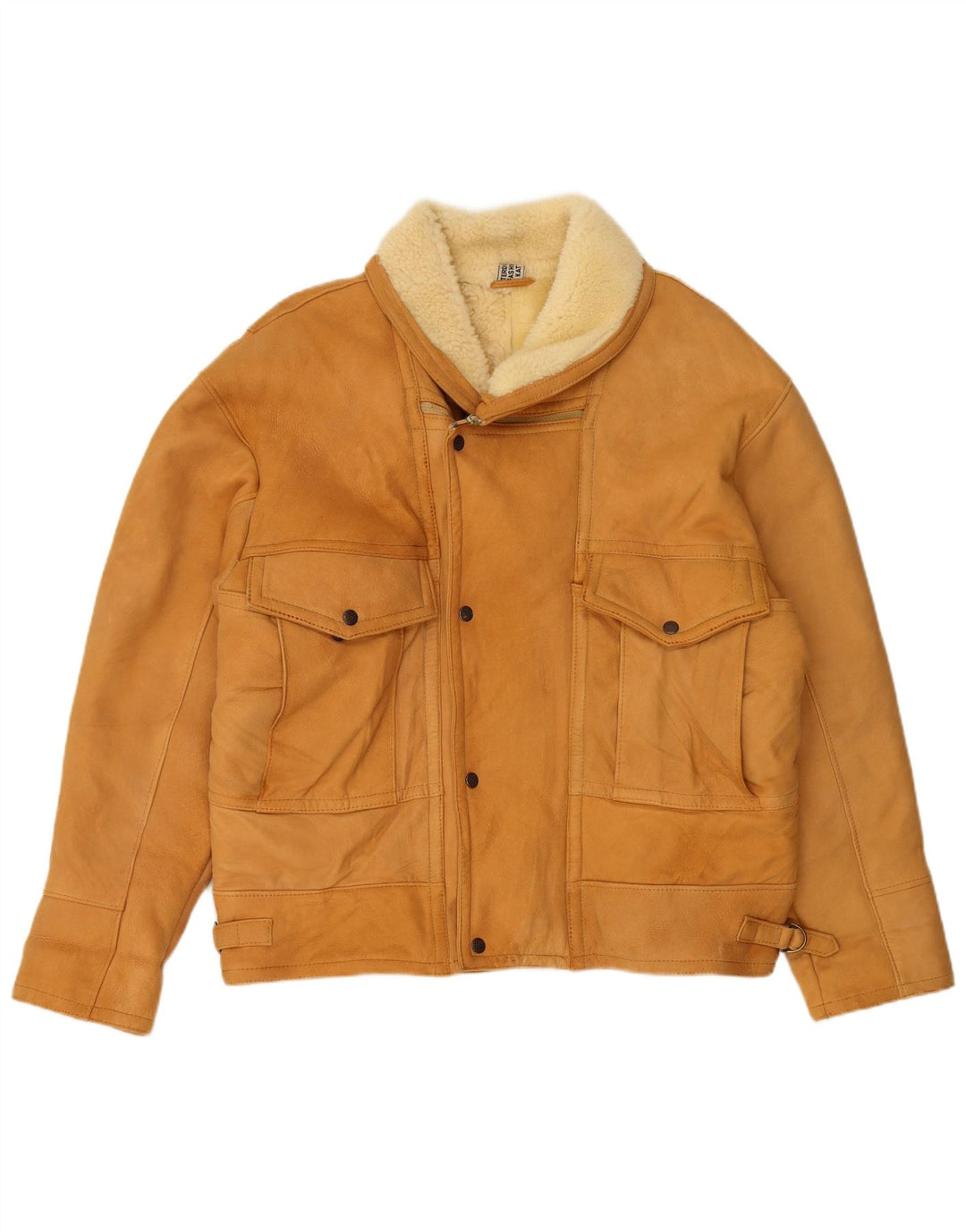Veste en peau de mouton homme vintage UK 40 Grande peau de mouton beige