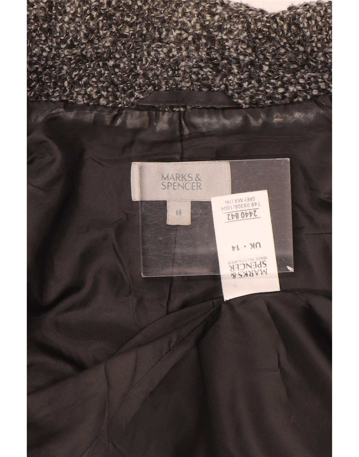 Marks & Spencer Veste blazer à 2 boutons pour femme UK 14 Grande laine mouchetée grise