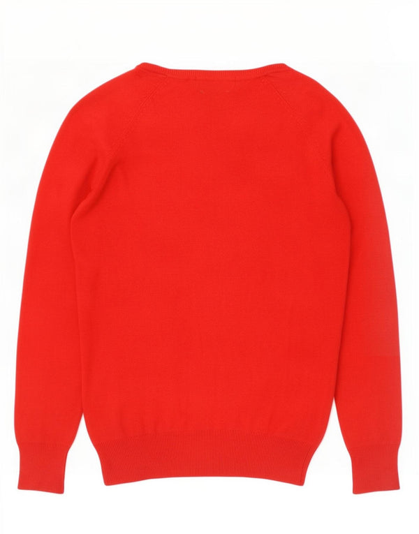 Zara Cardigan Femme Pull UK 12 Coton Rouge Moyen