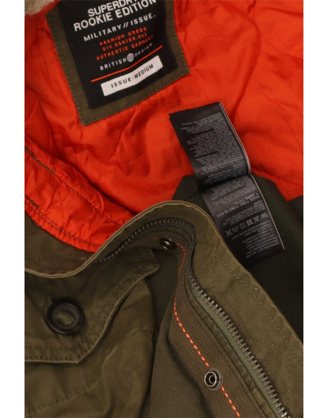 Superdry Parka à capuche pour homme UK 38 en coton kaki moyen