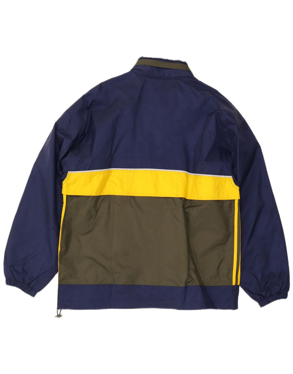Adidas Veste de pluie à capuche pour homme UK 40/42 Bleu marine moyen Colourblock