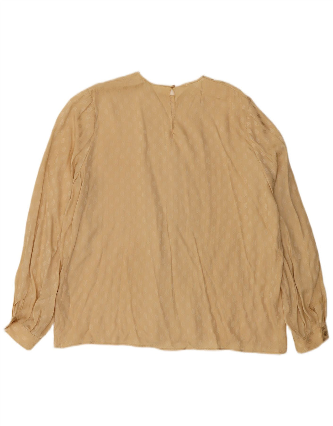 vintage Femmes Motif Abstrait Blouse À Manches Longues Top UK 18 XL Beige