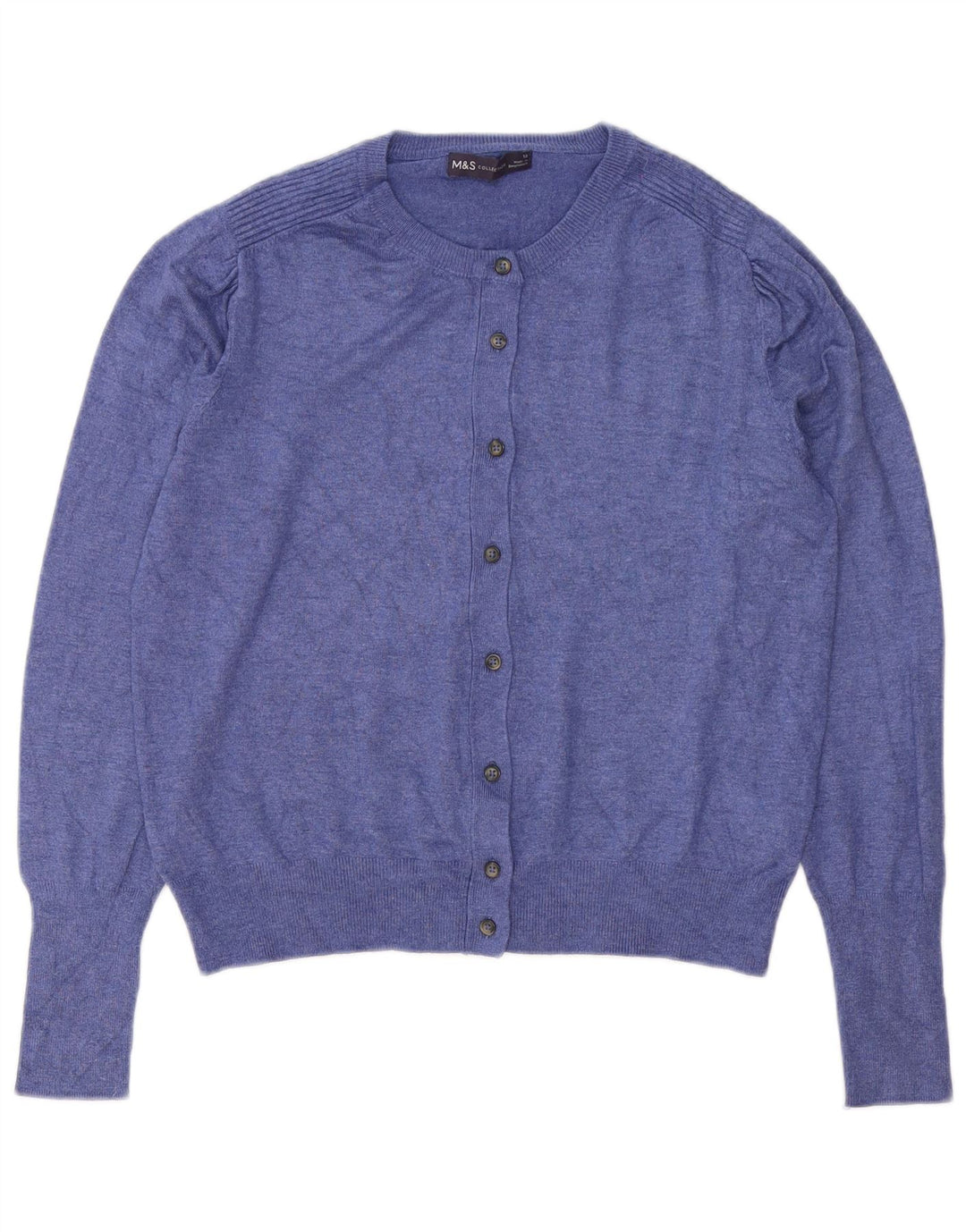 Marks & Spencer Pull Cardigan Femme UK 12 Bleu Moyen Viscose