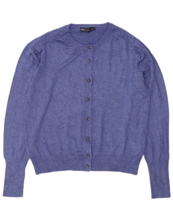 Marks & Spencer Pull Cardigan Femme UK 12 Bleu Moyen Viscose