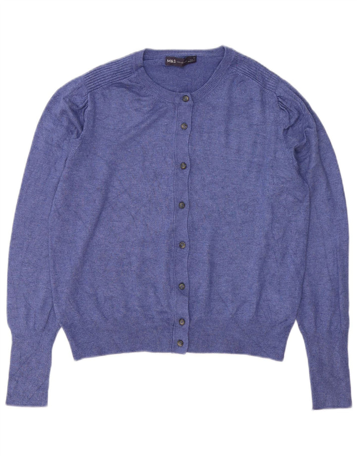 Marks & Spencer Pull Cardigan Femme UK 12 Bleu Moyen Viscose