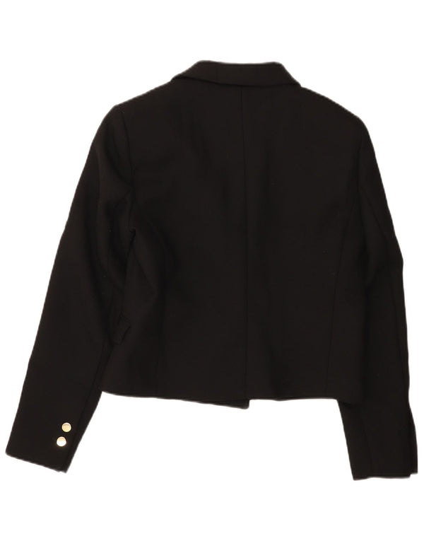 Zara Womens Crop Double Breasted Blazer Veste UK 14 Grand Noir Polyester