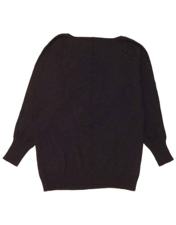 Guess Pull surdimensionné à col bateau pour femme UK 4 XS Noir Viscose
