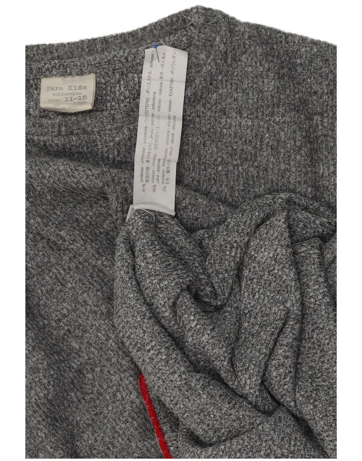 Zara Filles Graphic Top Manches Longues 11-12 ans Gris Polyester