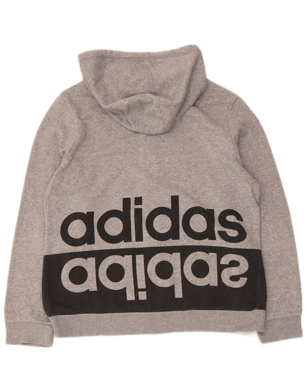 Adidas Pull à capuche zippé graphique pour femme UK 18 XL Gris Colorblock Coton