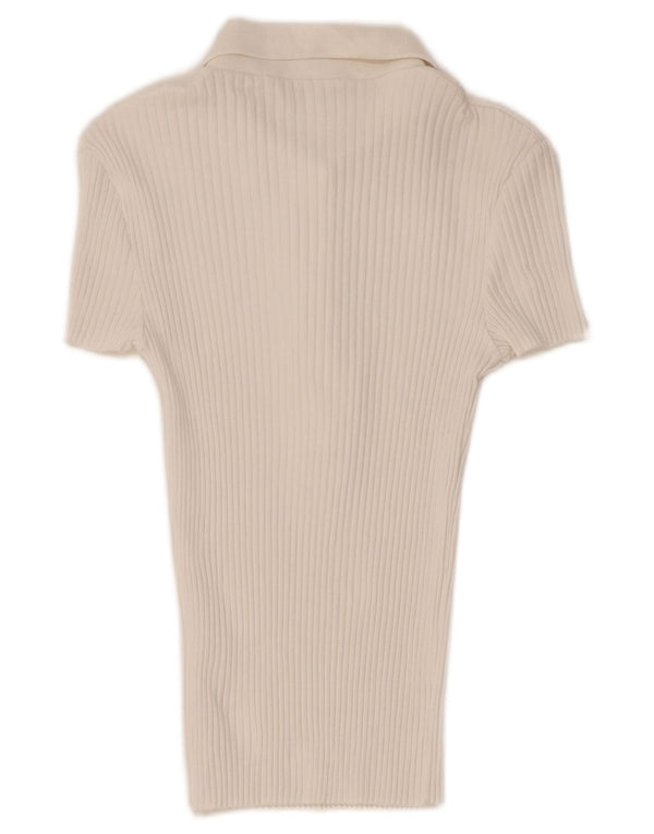 Zara Polo Slim Fit à manches courtes pour femme UK 12 Blanc moyen