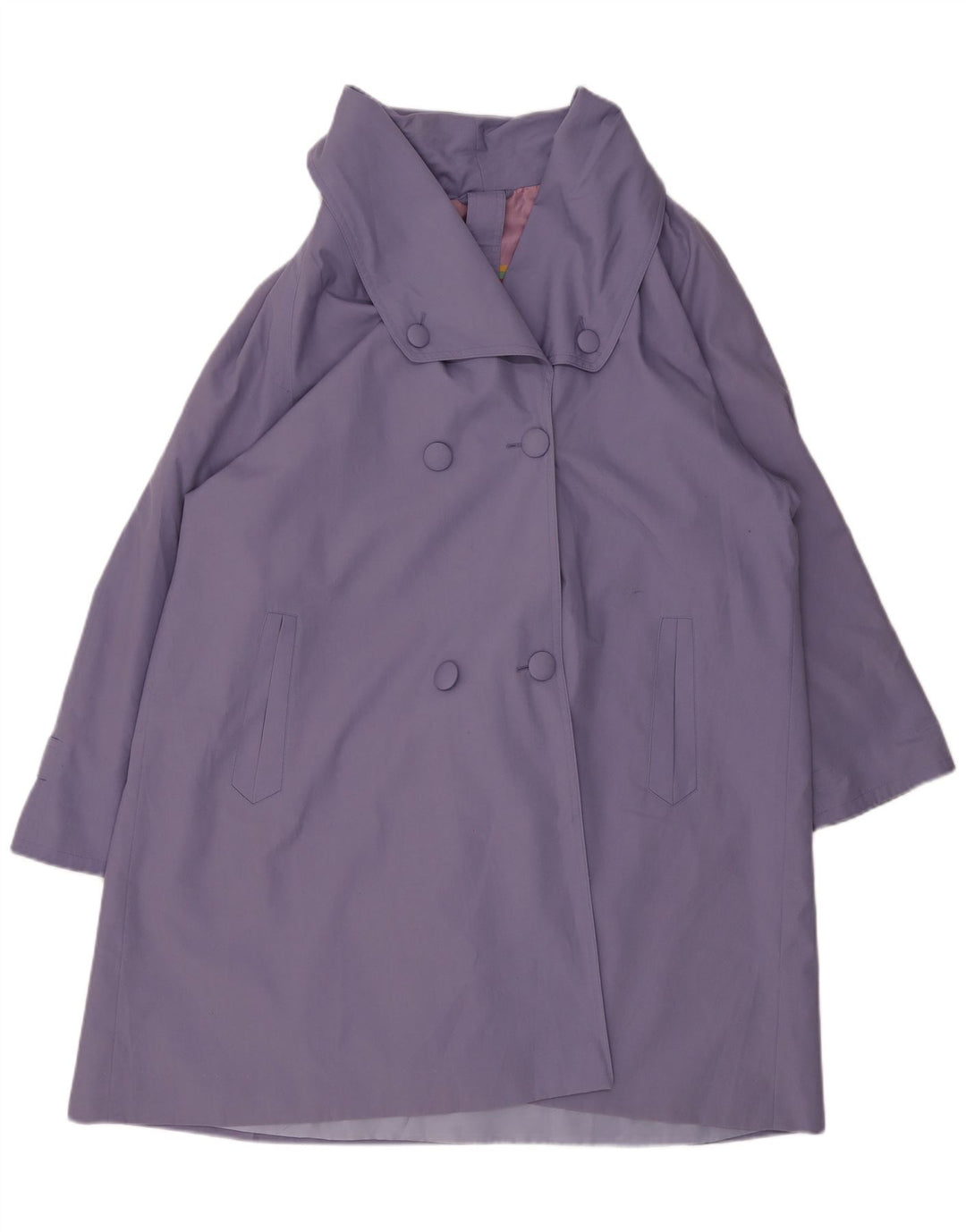 vintage Femmes Double Breasted Manteau UK 22 2XL Violet Polyester