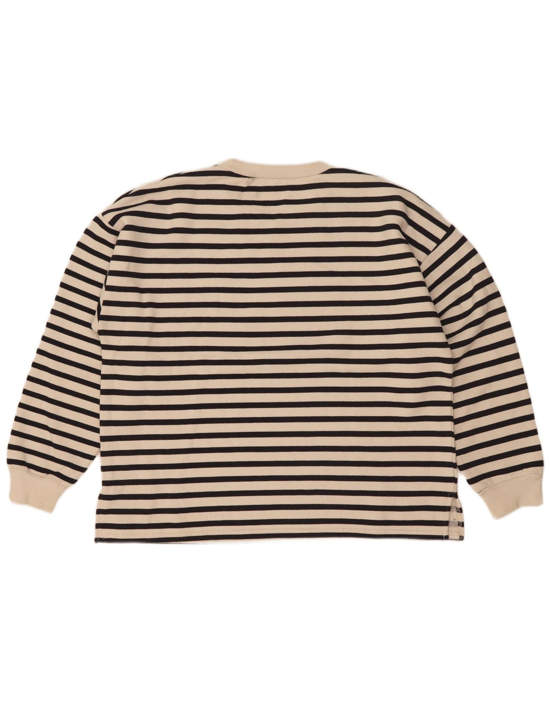 Zara Sweat-shirt surdimensionné pour femme UK 14 Medium Off White Rayé