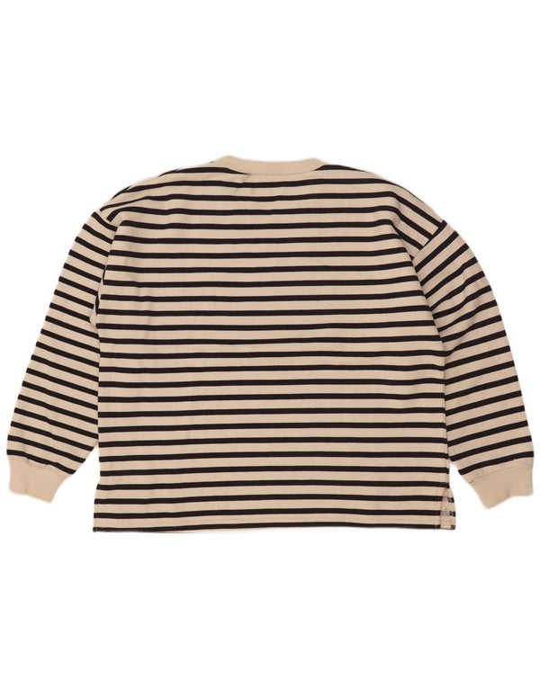 Zara Sweat-shirt surdimensionné pour femme UK 14 Medium Off White Rayé