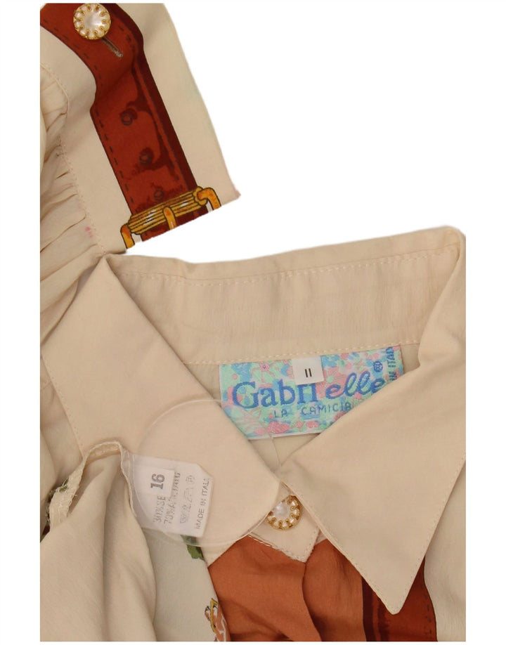 GABRI ELLE LA CAMICIA Chemisier graphique pour femme UK 16 Large Off White