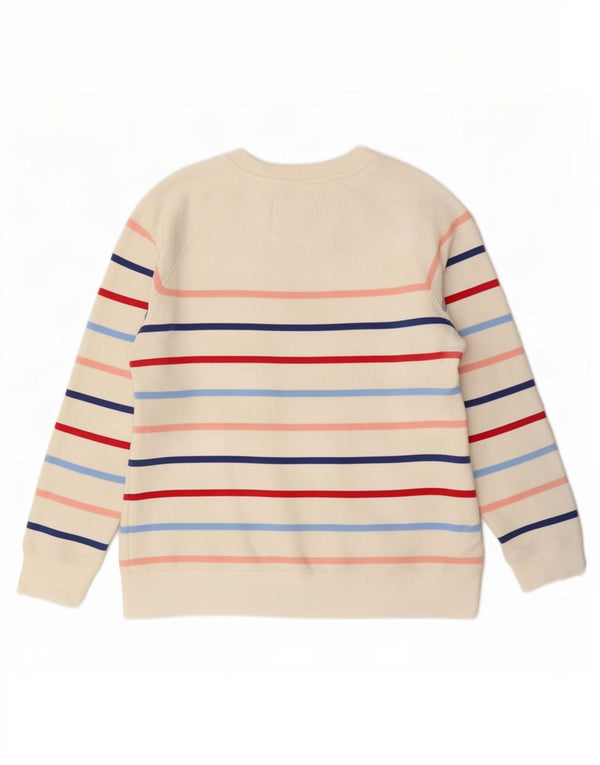 Crew Clothing Womens Sweatshirt Jumper UK 14 Large White Striped Cotton