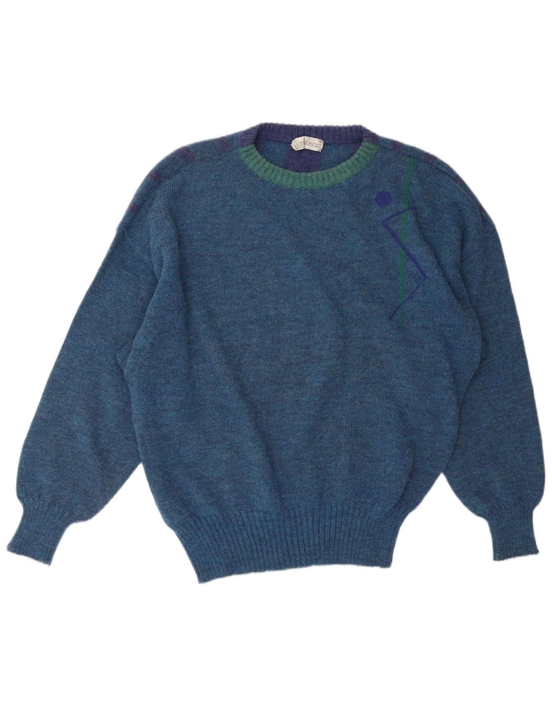 GIANNI VERSACE Pull à col rond pour homme Grand classique à rayures bleues