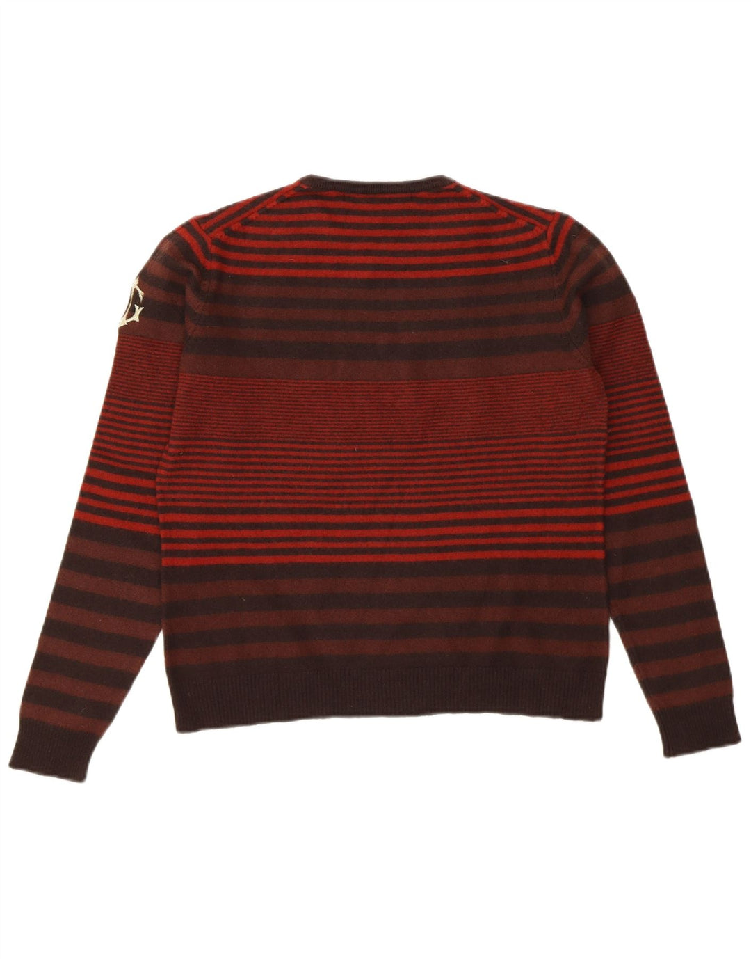 GUESS Womens Crew Neck Jumper Sweater UK 10 Small Burgundy Striped Vintage Guess and Second-Hand Guess from Messina Hembry 