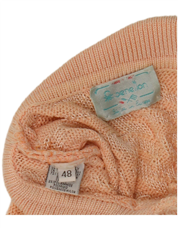 Benetton Pull à col polo à motif abstrait pour femme IT 48 XL Rose