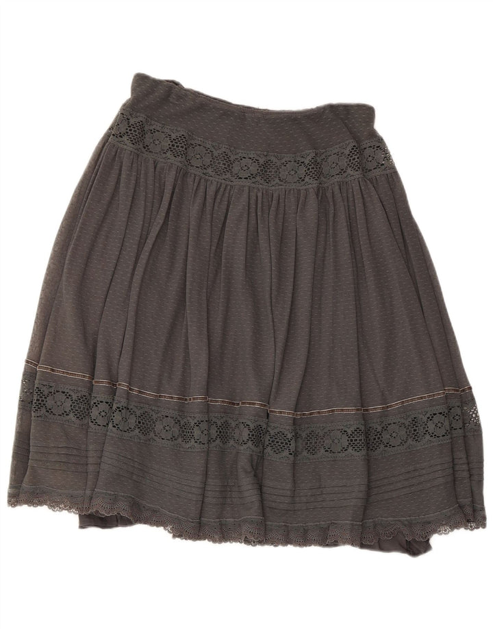 Zara Femme Jupe Plissée Moyen W28 Gris Rayé