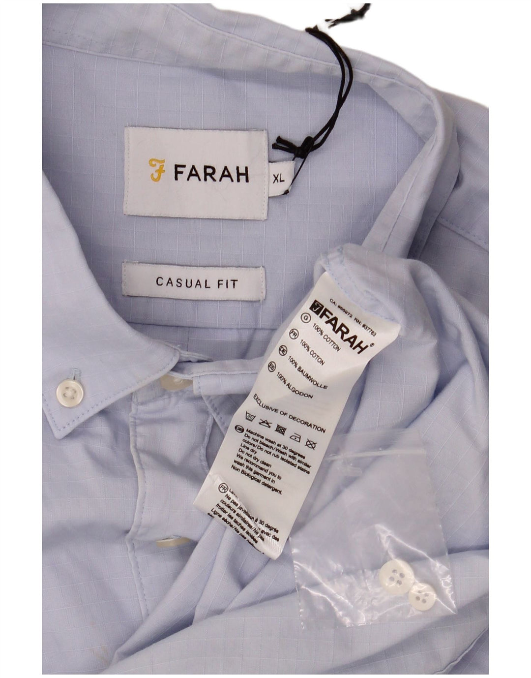 Farah Chemise décontractée pour homme XL en coton à carreaux bleu