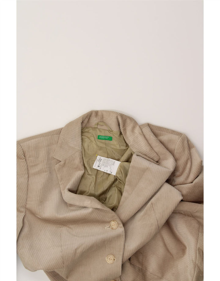 BENETTON Womens 3 Button Corduroy Blazer Jacket IT 44 Medium Beige Cotton Vintage Benetton and Second-Hand Benetton from Messina Hembry 