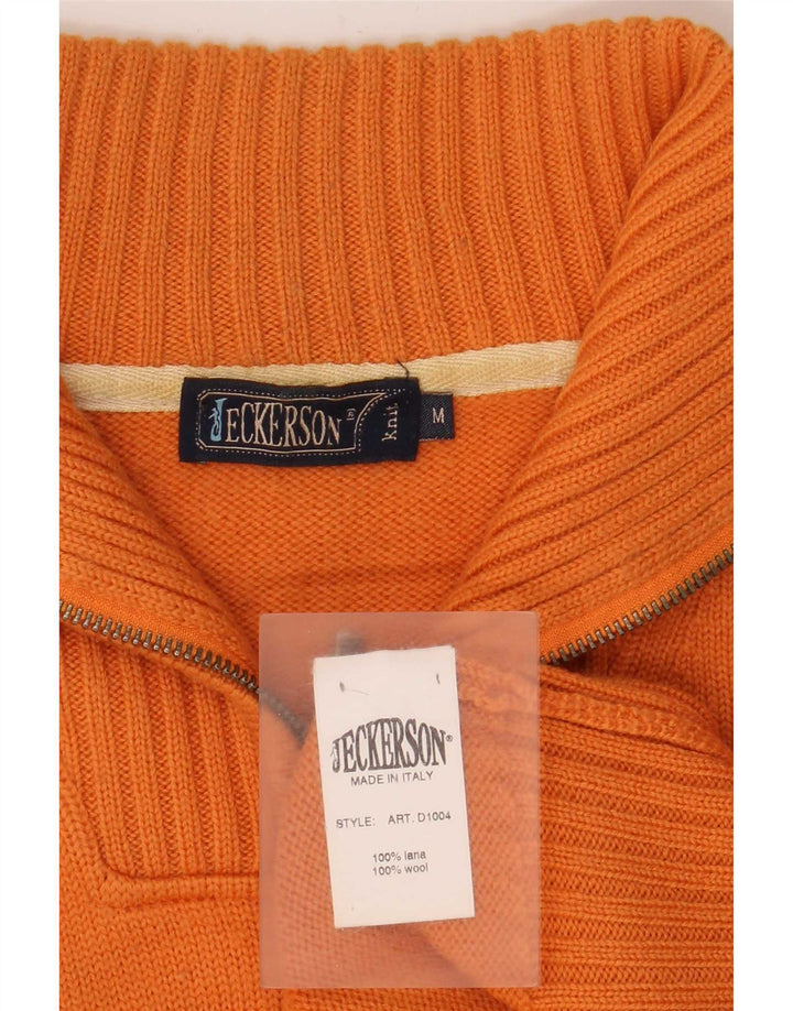Jeckerson Pull graphique à col zippé pour homme en laine orange moyen