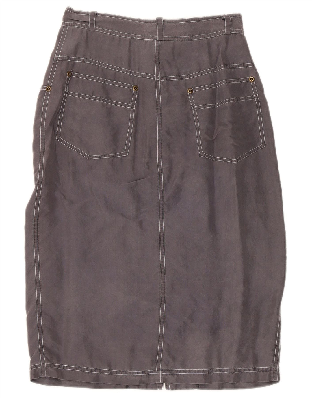 Jupe Midi Femme Vintage Petite W24 Soie Grise