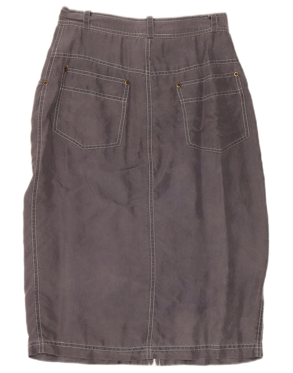 Jupe Midi Femme Vintage Petite W24 Soie Grise