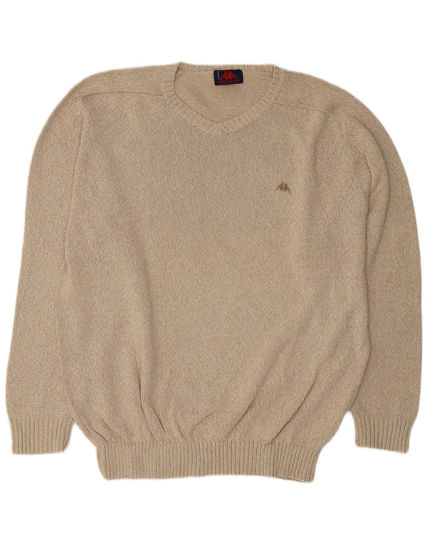 Kappa Pull col V pour homme 3XL Beige moucheté