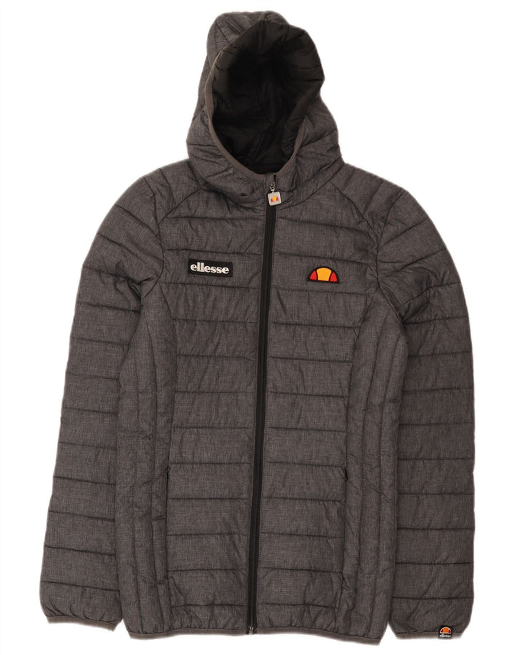 Ellesse Veste matelassée à capuche pour femme UK 6 XS Gris Nylon