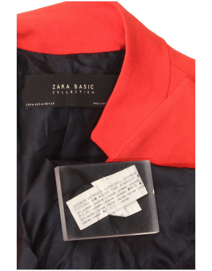 ZARA Veste blazer longue pour femme UK 12 Polyester rouge moyen