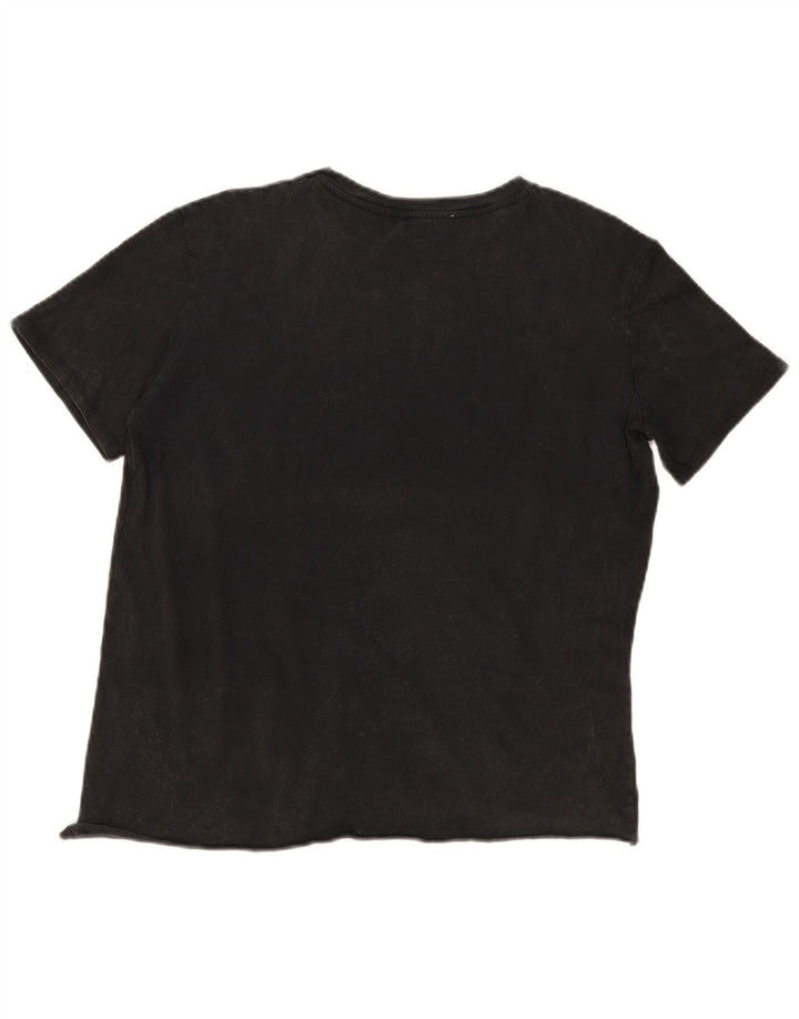 vintage Femme T-Shirt Top UK 14 Grand Noir