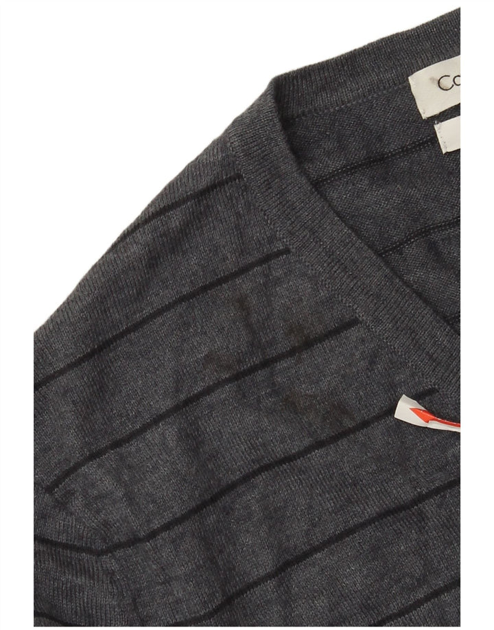 Calvin Klein Pull col V pour homme en laine mérinos rayée gris moyen