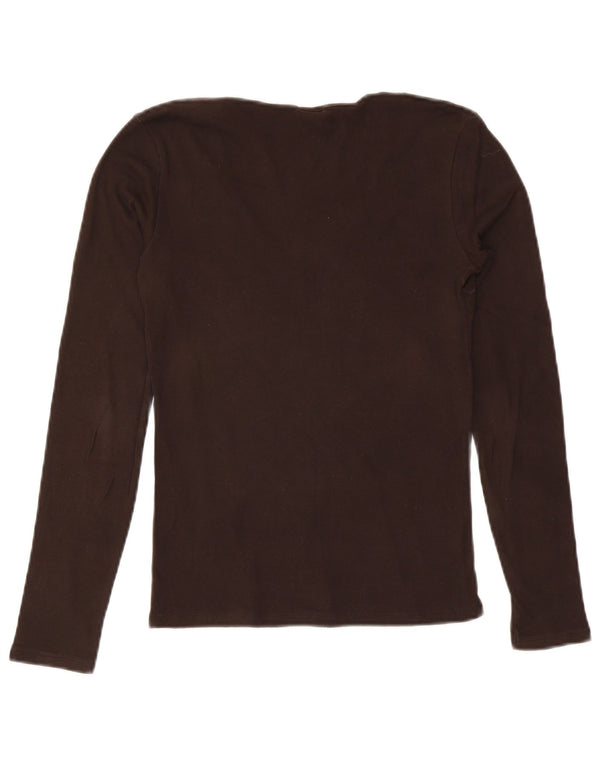 Benetton Haut à manches longues pour femme UK 44 Marron moyen Coton
